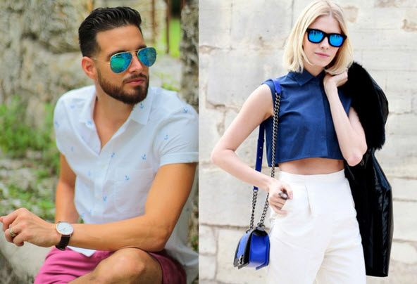 Catchy and Reflective Blue Mirror Sunglasses in Summer